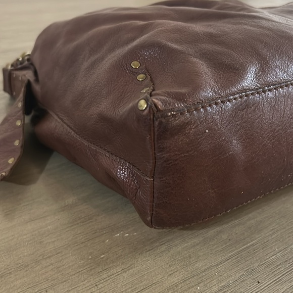 Lucky Brand Brown Leather Hobo Bag with Stud Accents - Picture 7 of 9